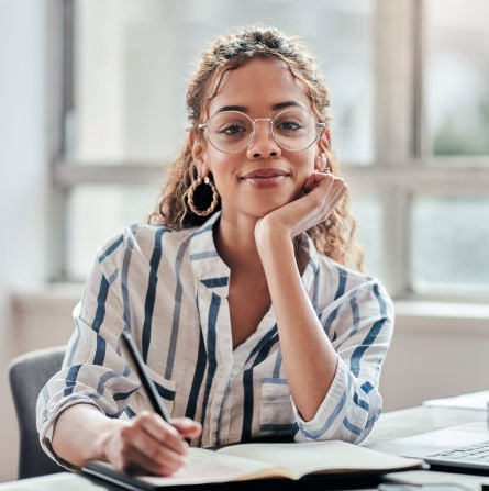 Woman with notebook