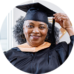 Capella BSN and MSN FlexPath graduate wearing cap and gown