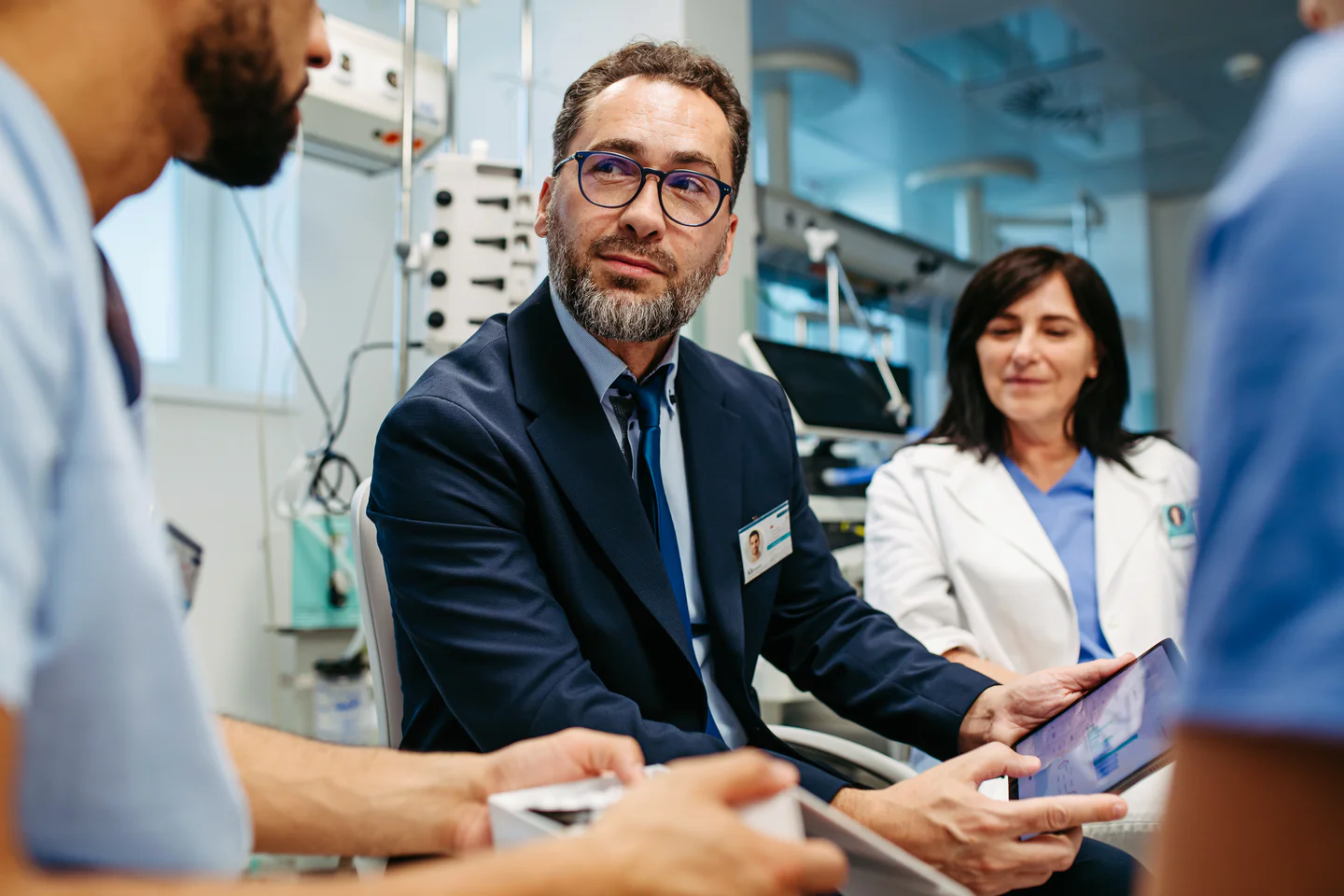 Portrayal of Capella health administration student in a healthcare setting.