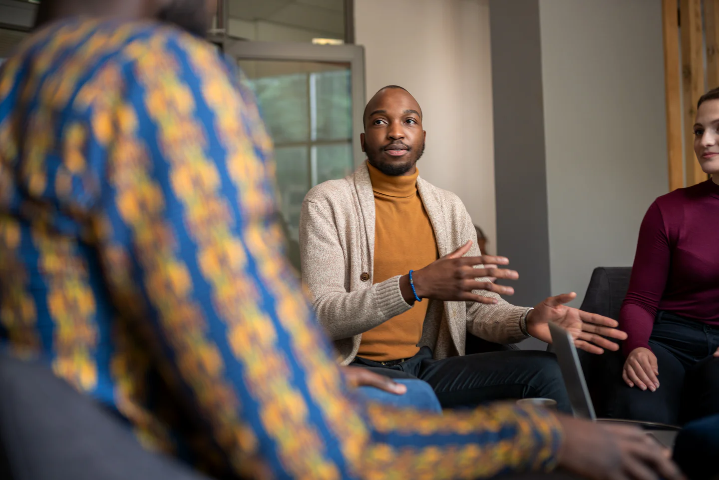 Portrayal of a Capella University counseling and therapy graduate&nbsp;in a group session.