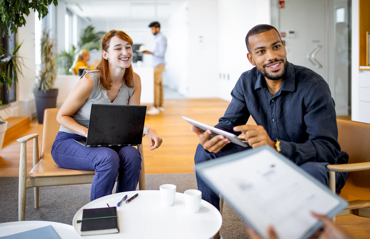 Portrayal of Capella students meeting with their tablets and computers.