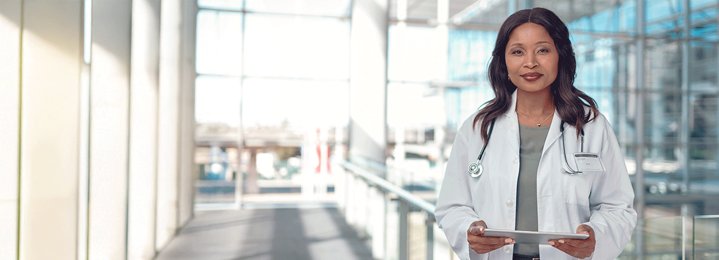 a female nurse looking forward