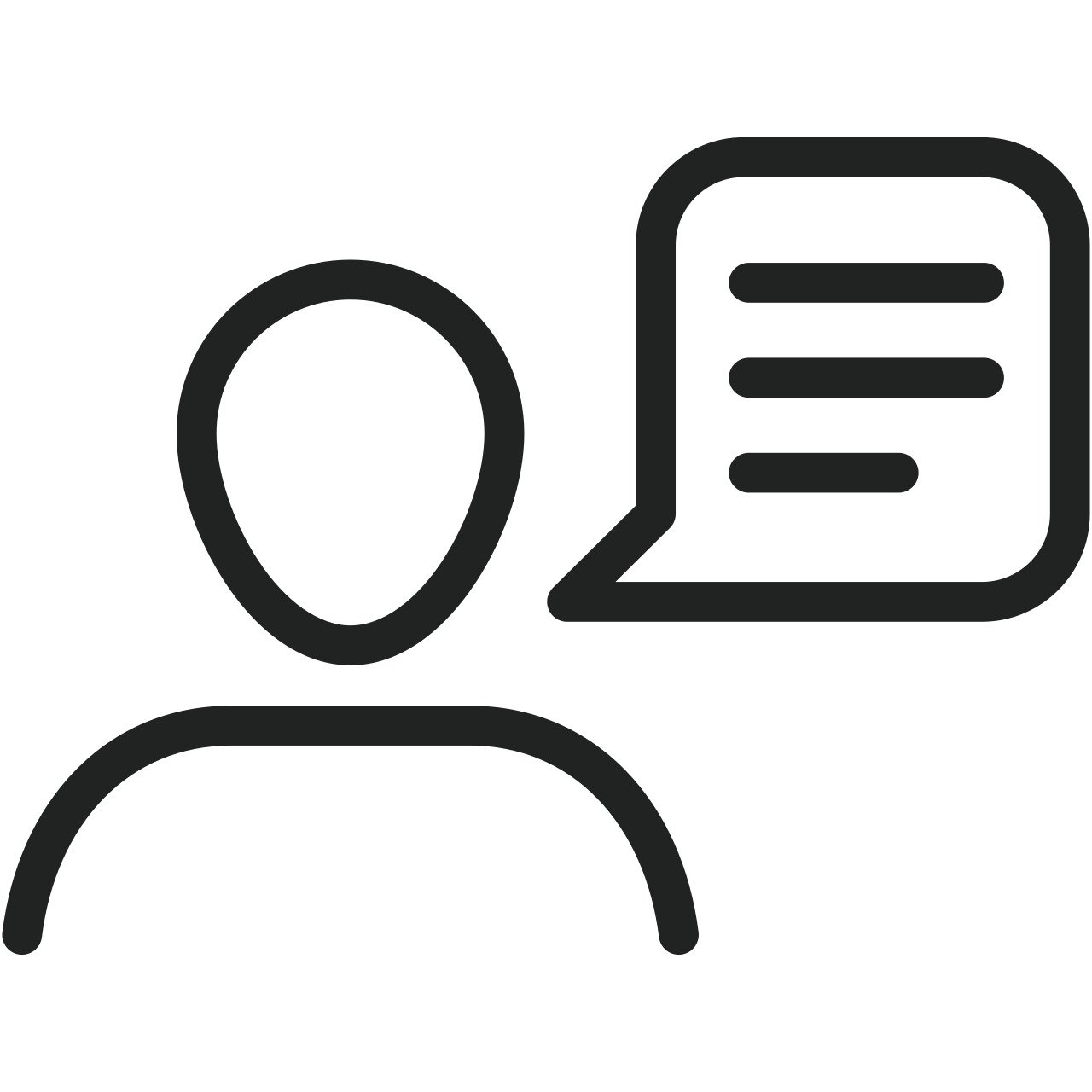 person with talk bubble icon