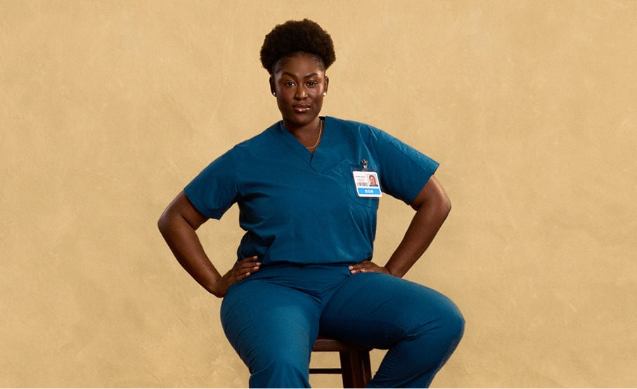 nurse sitting on a stool