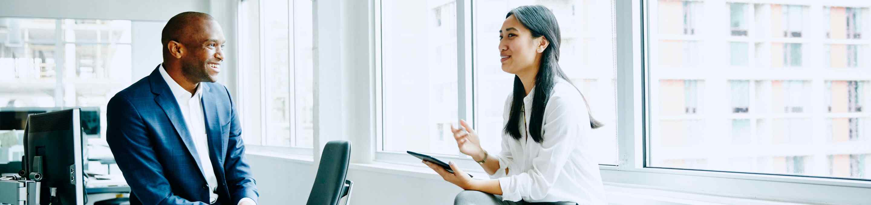business man talking to a woman