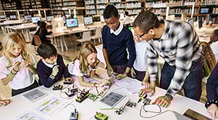 class working with electricity