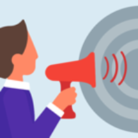 man with loud speaker