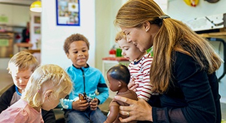 Teacher with children