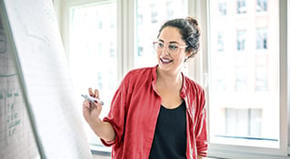 Woman in blazer smiling