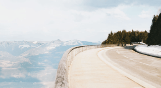 Winding road on cliffside