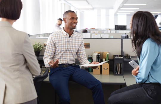 man explaining something