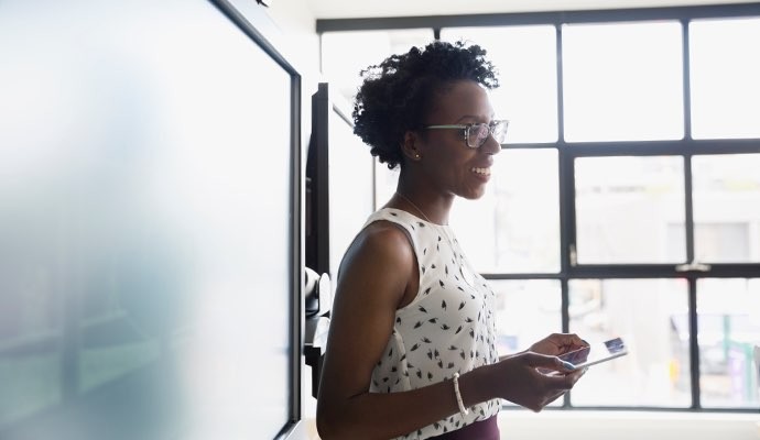 woman giving presentation